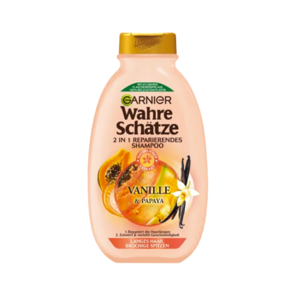 Garnier Wahre Schätze Shampoo Vanille & Papaya, langes Haar, brüchige Spitzen, 300 ml