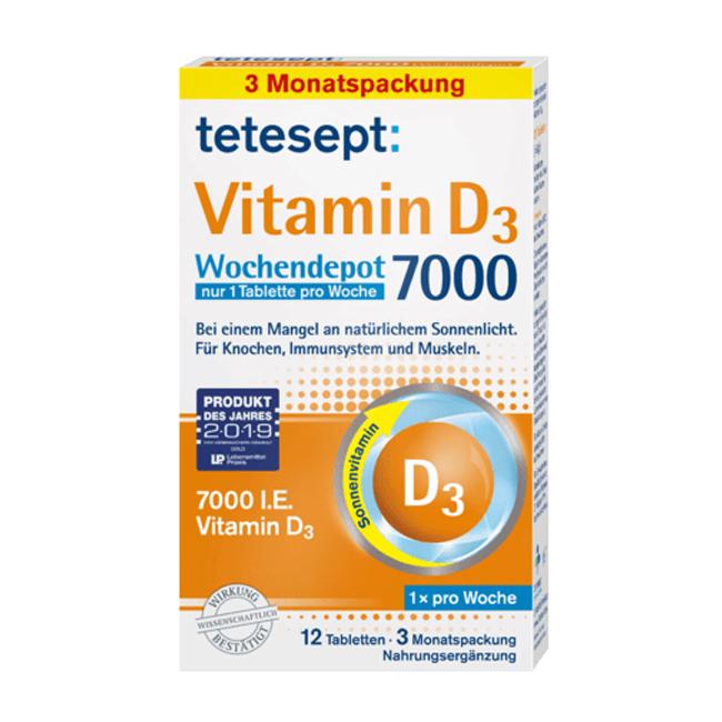 tetesept Vitamin D3 7.000 Wochendepot Tabletten 12 St. 6 g