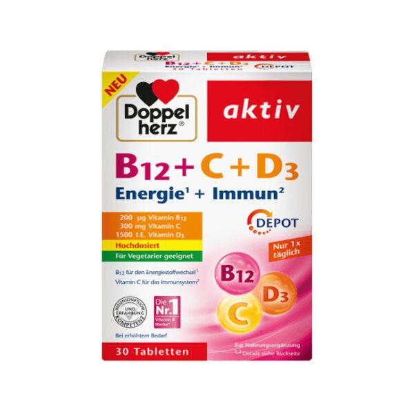 Vitamin B12 + C + D3 (30 Tabletten), 33 g