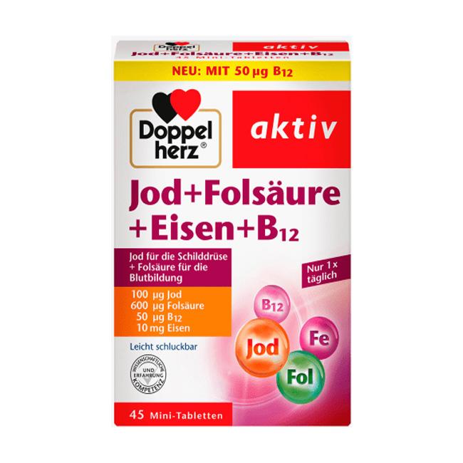 Jod + Folsäure + Eisen Tabletten 45 St. 20,4 g