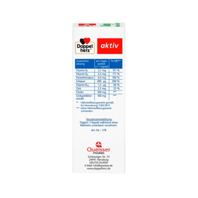 Doppelherz Ginkgo + B-Vitamine + Cholin Kapseln 40 St., 22,4 g
