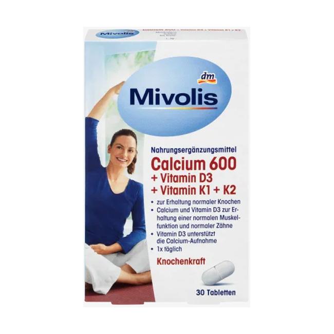 Mivolis Calcium 600 + Vitamin D3 + K1 + K2, 30 St., 51 g