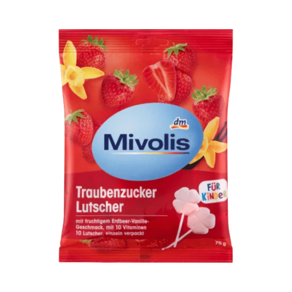 Mivolis Lutscher, Traubenzucker Erdbeer-Vanille 10 St, 75 g