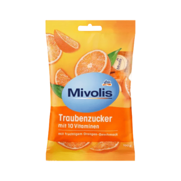 Mivolis Traubenzucker Orange mit 10 Vitaminen, 100 g