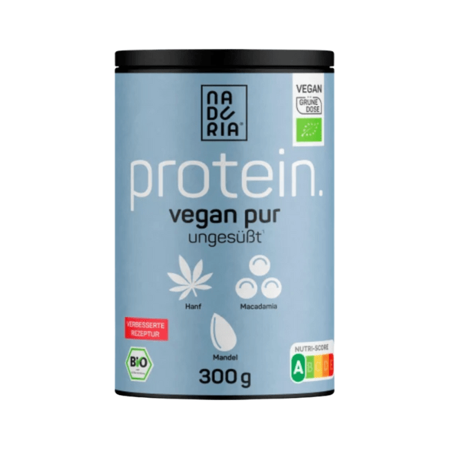 Naduria Protein Shake Pulver mit Hanf-, Macadamia- & Mandelprotein, 300 g