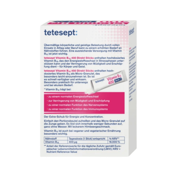 tetesept Vitamin B12 400 Direkt-Sticks 20 St, 36 g