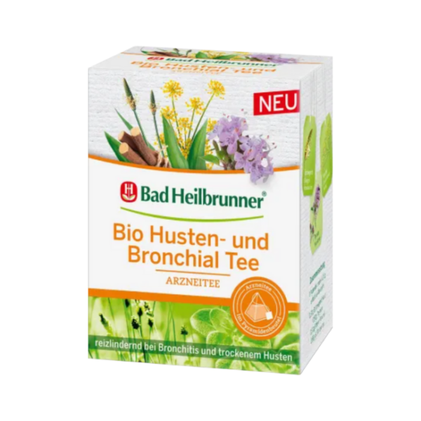 Bad Heilbrunner Arznei-Tee, Bio Husten- & Bronchial Tee im Pyramidenbeutel (12 x 2g) 24 g