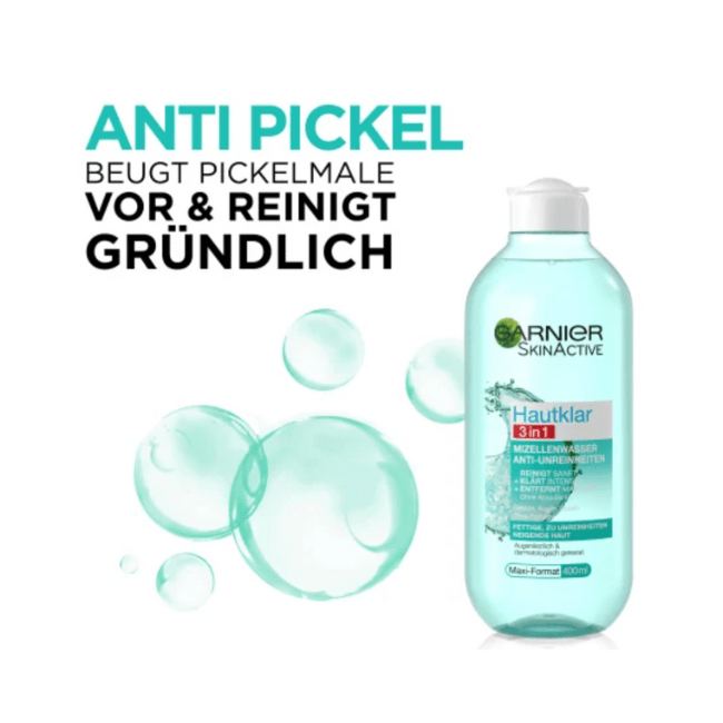 Garnier Skin Active Mizellen-Reinigungswasser Hautklar 3in1, 400 ml