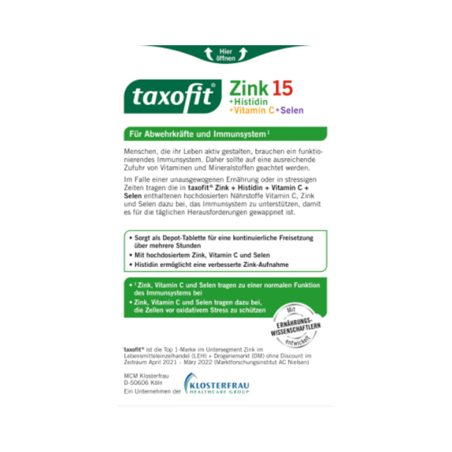taxofit Zink+ Histidin + Vitamin C + Selen