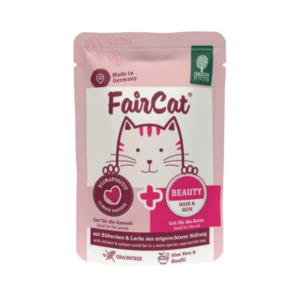 Green Petfood Nassfutter Katze mit Hühnchen & Lachs, Beauty Hair & Skin, FairCat 85 g