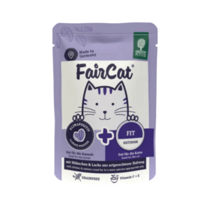Green Petfood Nassfutter Katze mit Hühnchen & Lachs Fit Outdoor, FairCat 85 g