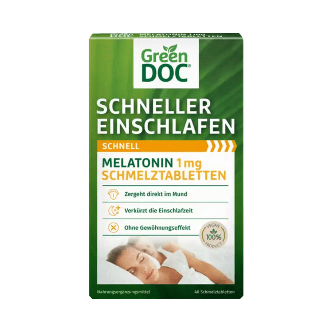 GreenDoc Schneller Einschlafen Schnell Melatonin 1 mg Schmelztabletten