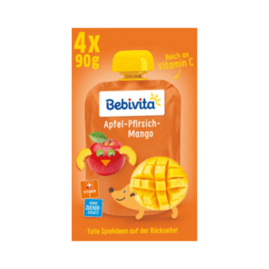 Bebivita Quetschie Kinderspass Apfel-Pfirsich-Mango ab 1 Jahr (4x90 g) 360 g