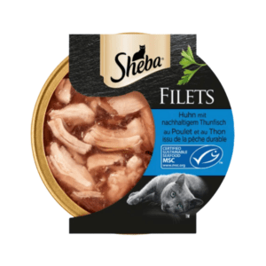 Sheba Nassfutter Katze Huhn Filets mit nachhaltigem Thunfisch 60 g