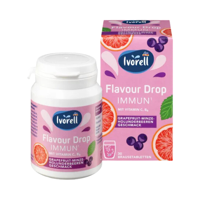 Ivorell Flavour Drop Immun - Grapefruit-Minze-Holunderbeere 66 g