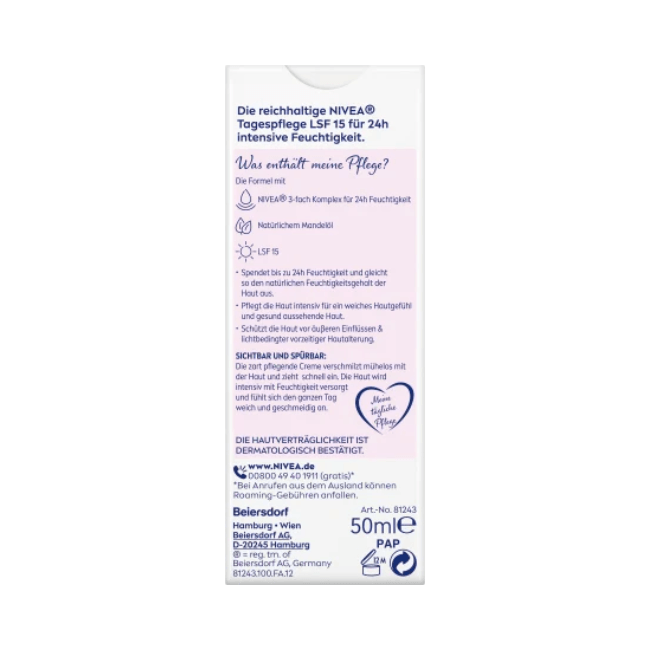 NIVEA Gesichtscreme Essentials trockne Haut LSF 15, 50 ml