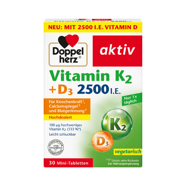 Doppelherz Vitamin K2 + D3 2500 I.E. Tabletten 30 St, 13,1 g