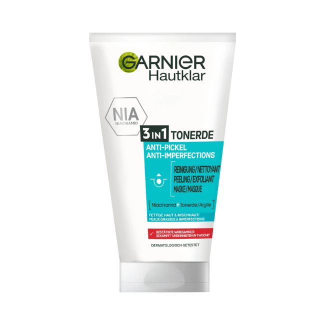 Garnier Skin Active Anti Pickel Reinigungscreme Hautklar 3in1 Tonerde 150 ml