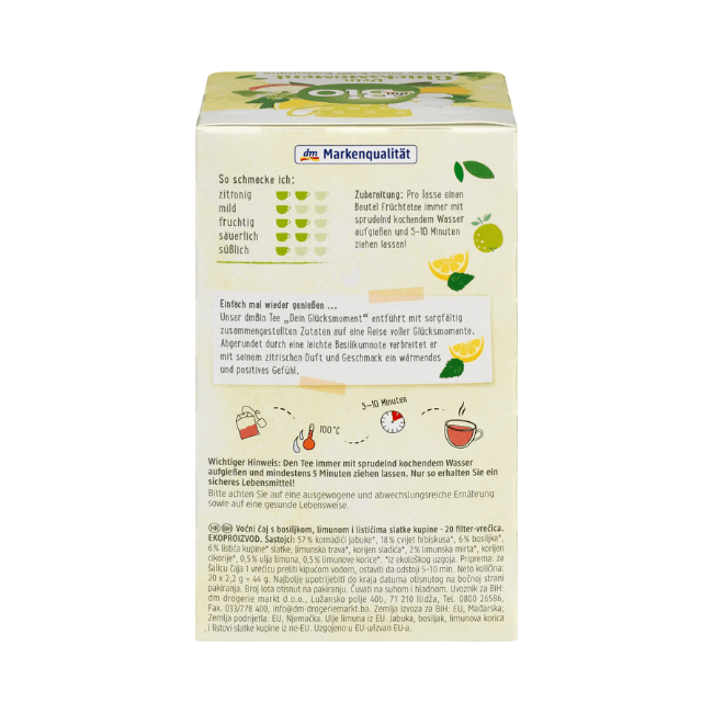 dmBio Früchtetee "Dein Glücksmoment" mit Basilikum Zitrone und süße Brombeerblätter (20 x 2.2g) 44 g