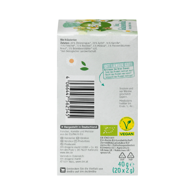 dmBio Kräutertee "Deine Gelassenheit" mit Zitronengras Fenchel und Kamille (20 x 2g), 40 g
