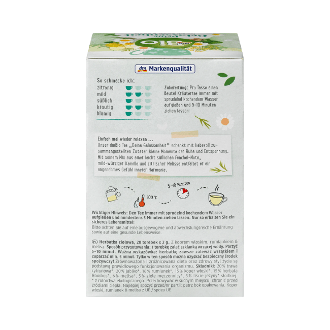 dmBio Kräutertee "Deine Gelassenheit" mit Zitronengras Fenchel und Kamille (20 x 2g), 40 g